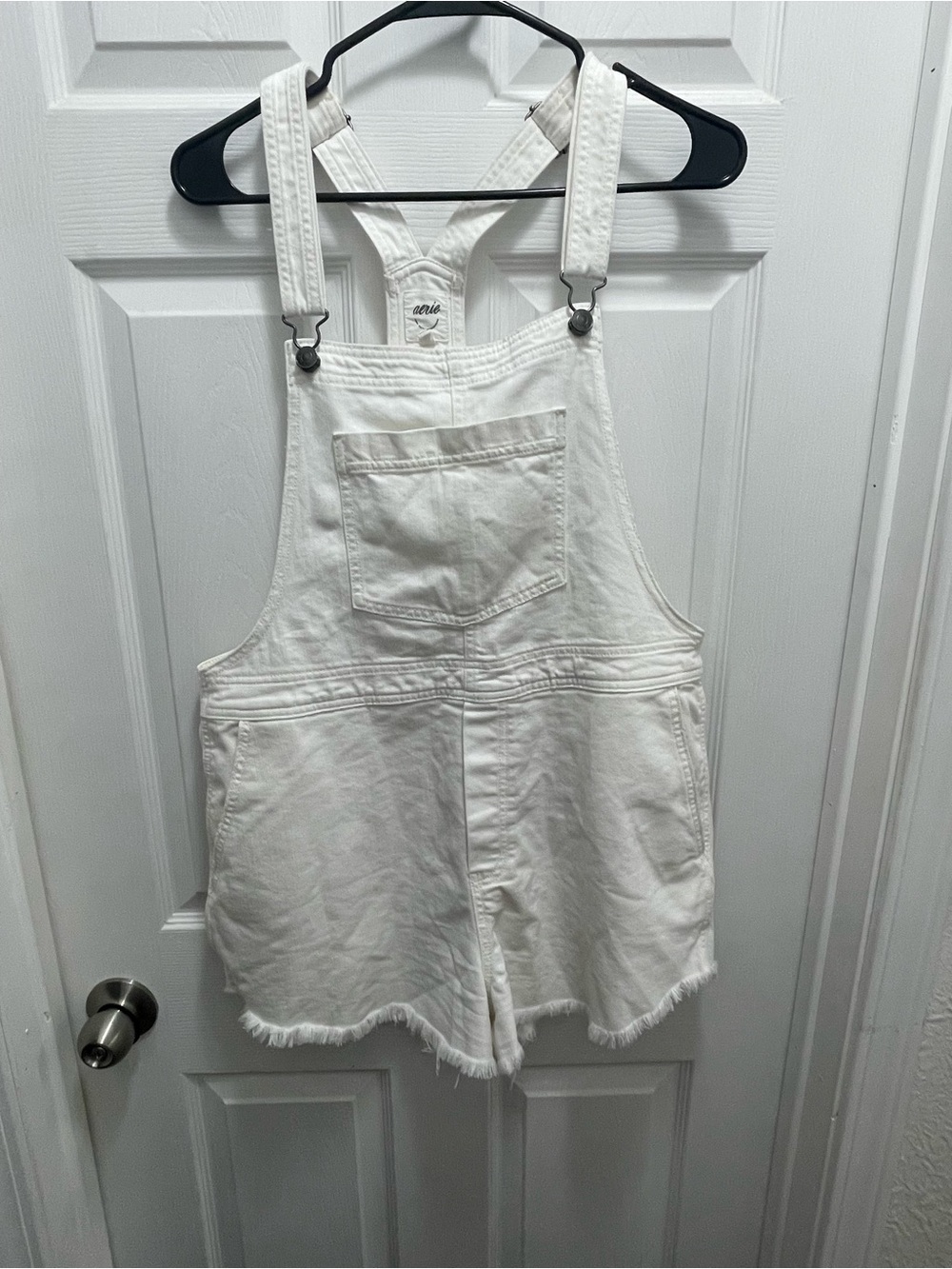 White Denim Short Overalls